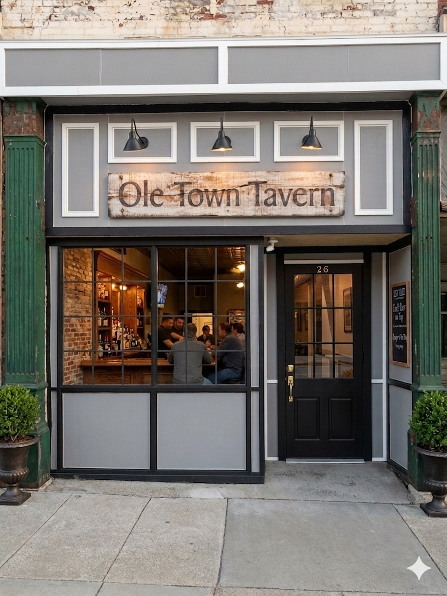 Ole Town Tavern storefront at 26 N South St, Wilmington, Ohio